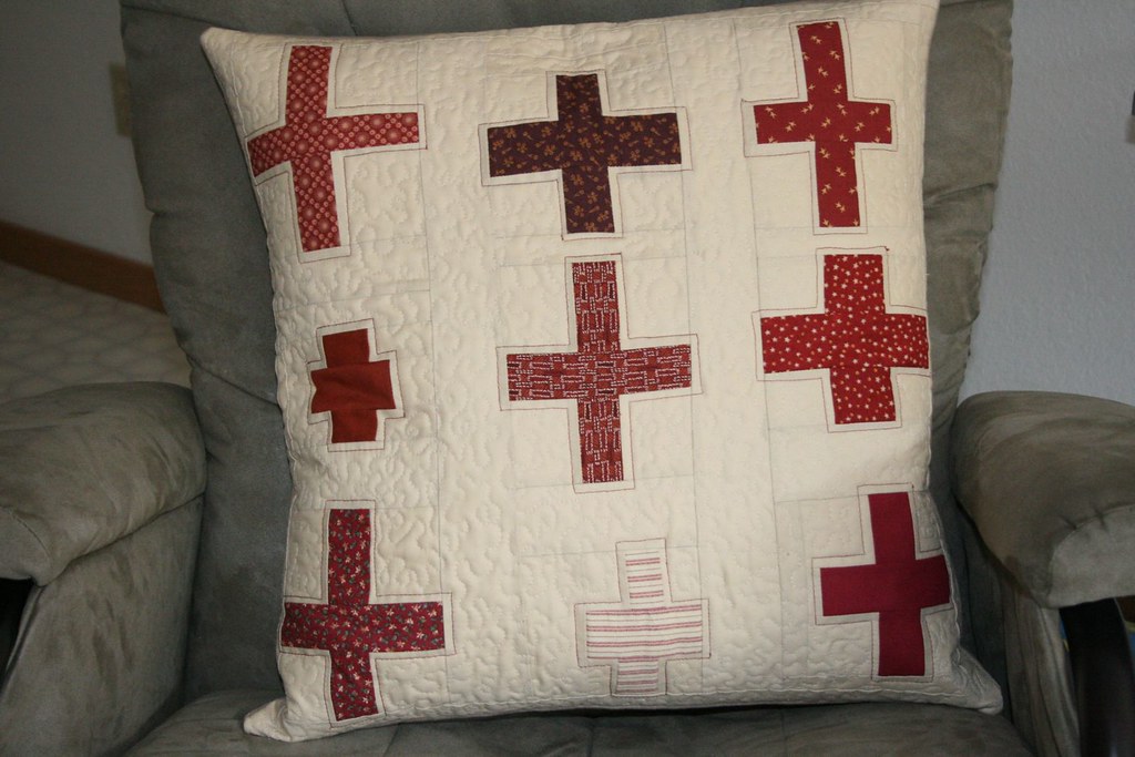 red cross pillow blogged about at www.crazymomquilts.blogs