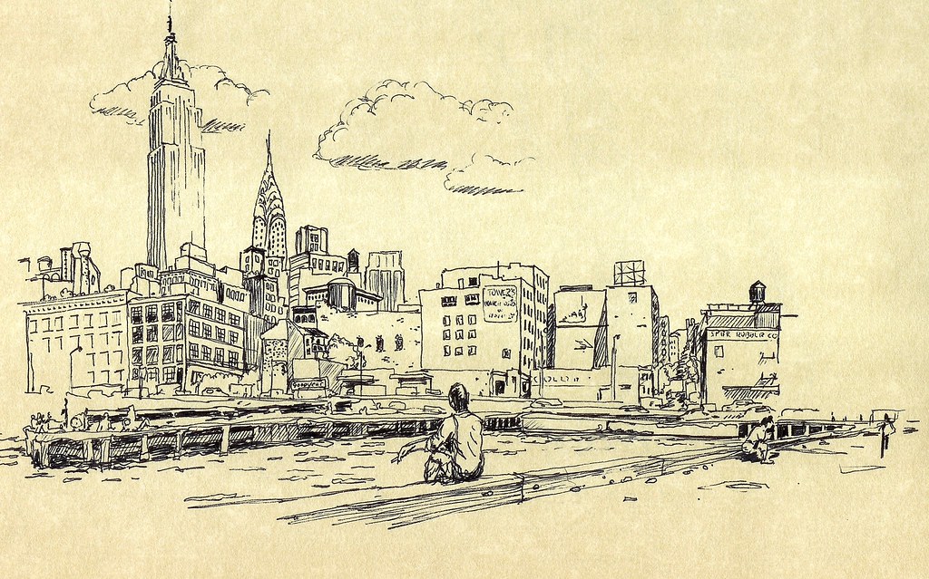 Manhattan docks NYC. Pen on parchment (from the travel ske… Flickr