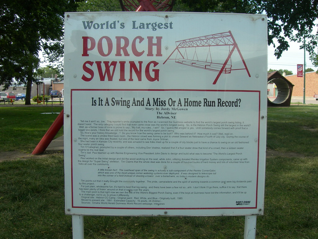 World's Largest Porch Swing Sign Located in the City Park … Flickr