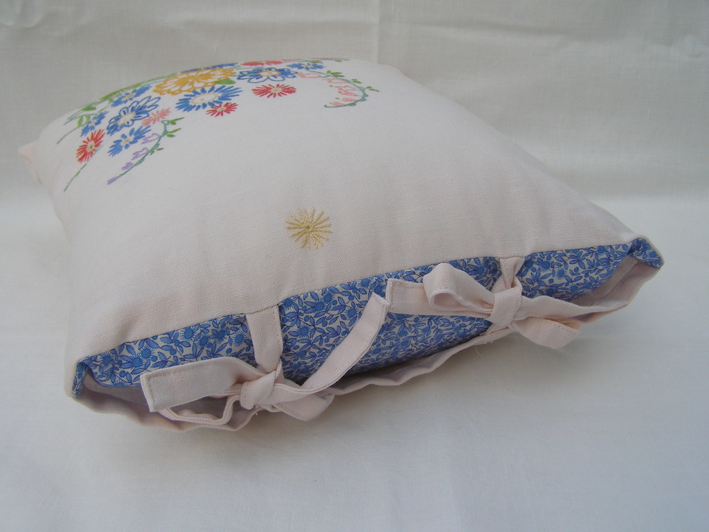 Contrast envelope opening of vintage embroidered cushion Flickr