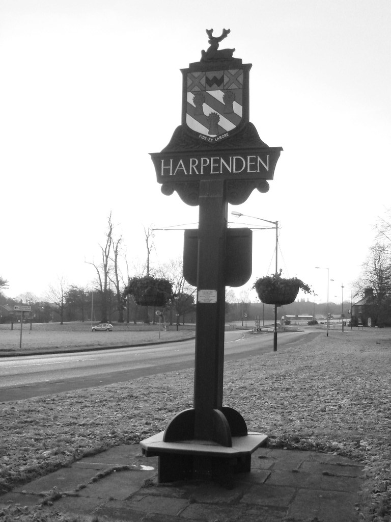 Harpenden Harpenden Town Sign (B&W) martinrallen Flickr