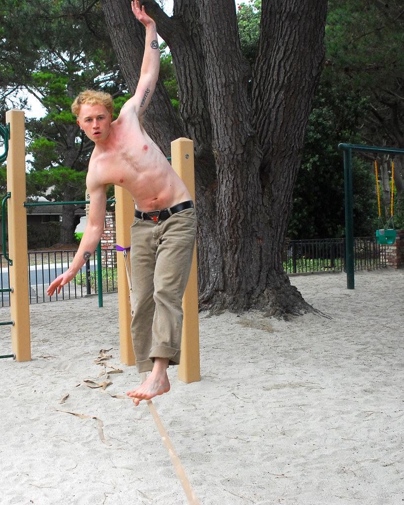 me slacklining again almost falling off Trevor James Ingraham Flickr