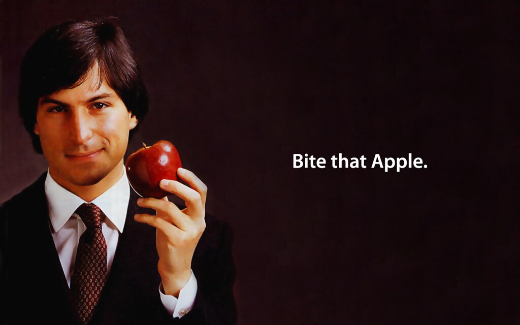 Bite That Apple Steve Jobs Desktop A young Steve Jobs pres… Flickr