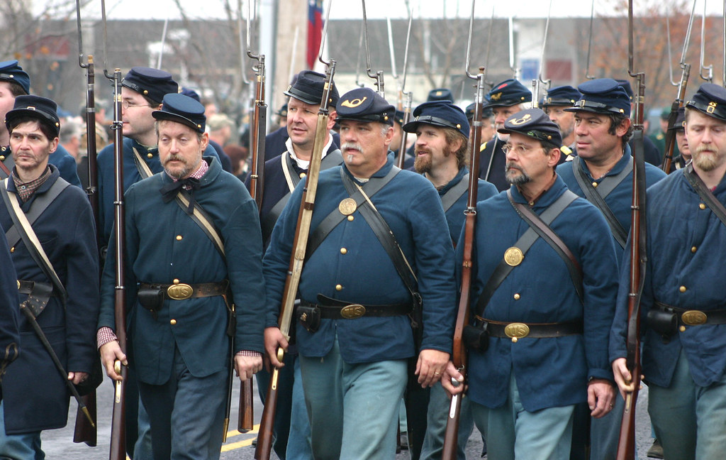 Union troops marching in Gettysburg David Flickr