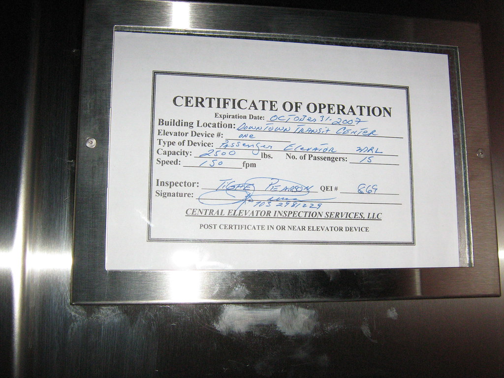 Elevator certificate DJ Jefferson Flickr