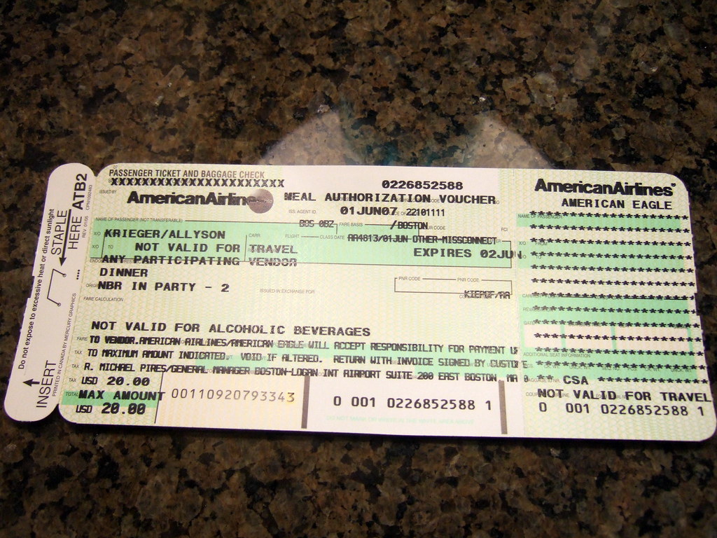 american airlines meal voucher We missed our connection to… Flickr