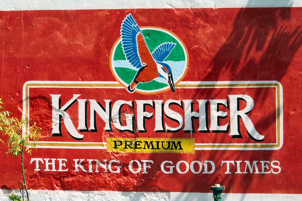 King of Good Times Kingfisher beer sign painted on the wal… Flickr