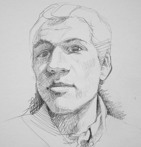 portrait in graphite graphite on cold press illustration b