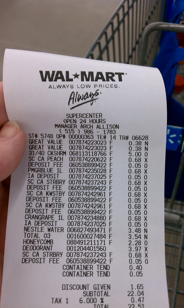 WalMart Grimes (Des Moines), Iowa Receipt 10/8/2010 Flickr