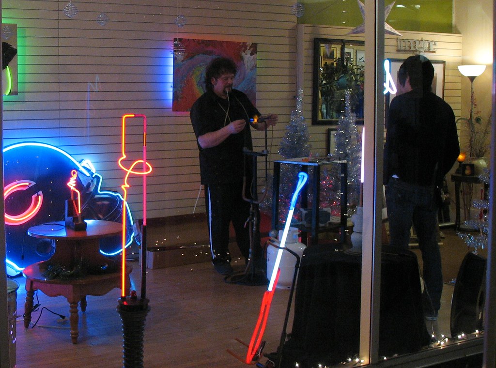 Neon Glass blowing demonstration at The Villager. Read the… Flickr