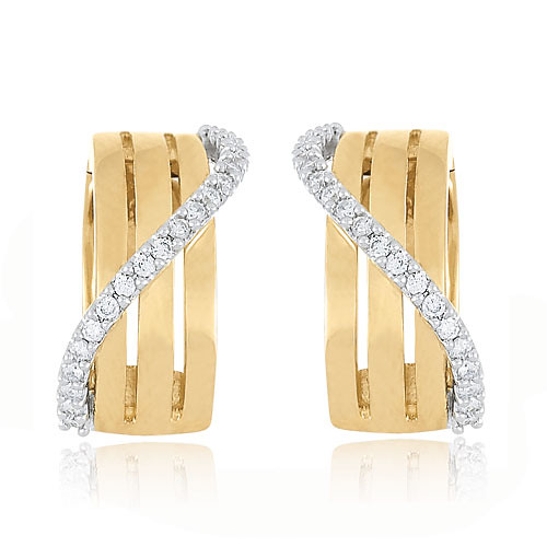 14K Gold Diamond Twisted Bar Earrings Modern with a twist!… Flickr