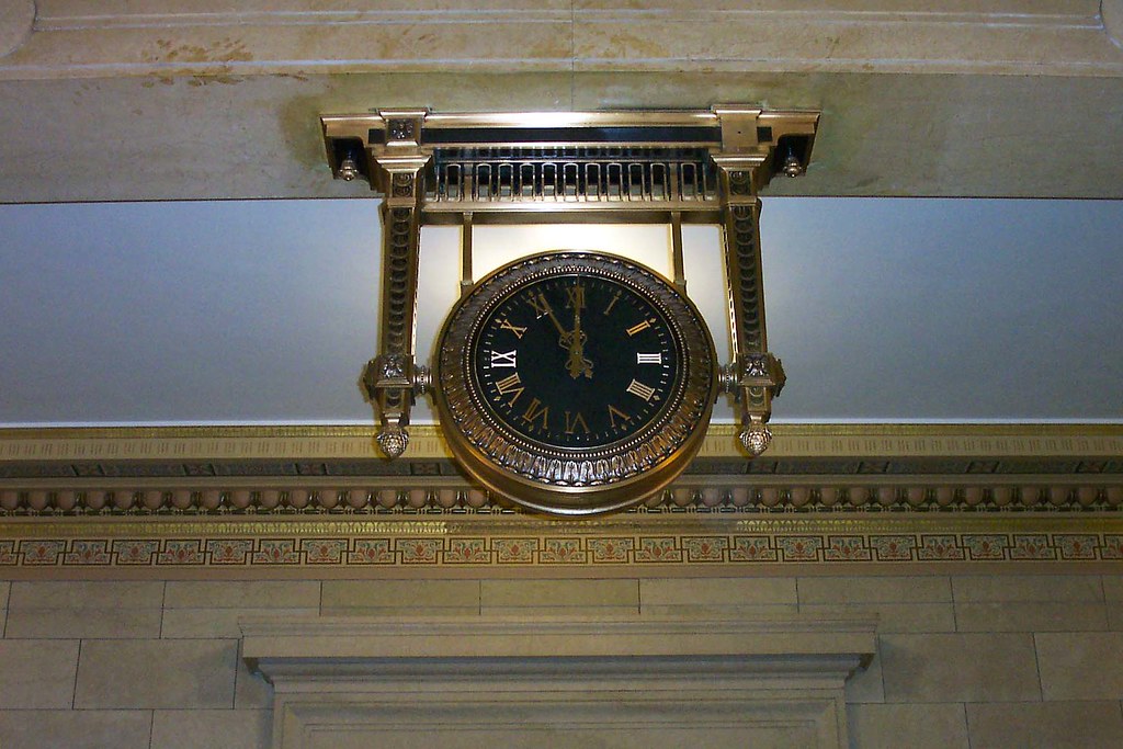 Cleveland OH City Hall Brass Clock in the Lobby Area. Flickr