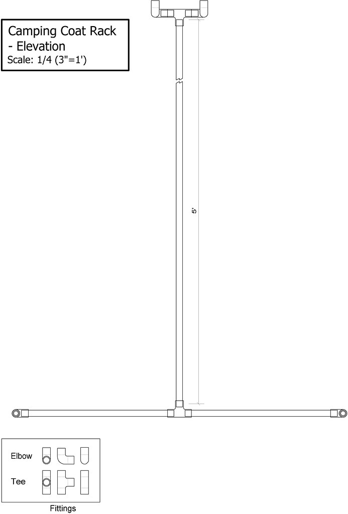 Camping Coat Rack Assembly Elevation 1/2" PVC 1/4 scal… Flickr