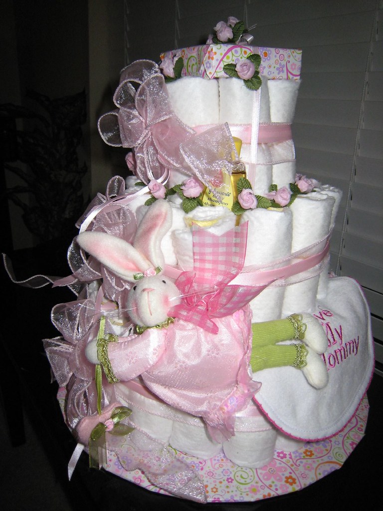 3 Tier Diaper Cake Diaper cake made using tutorial at