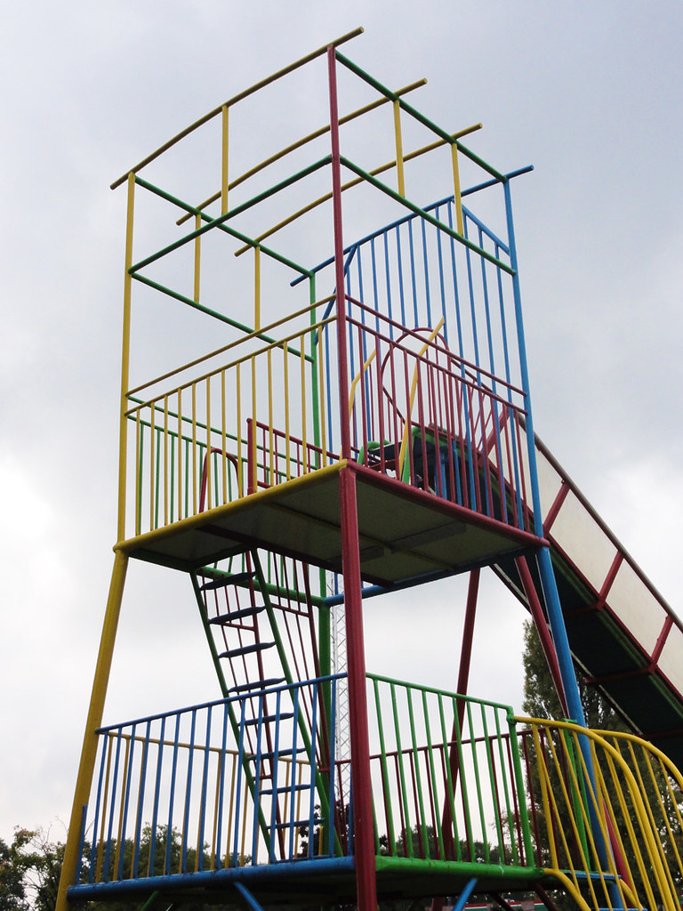 Vintage playground equipment Very high metal slide Ter H… Flickr