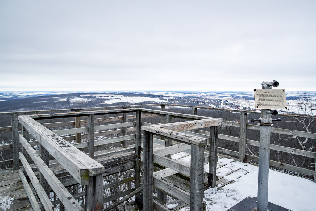atop the morning Observation tower, Blue Mound State Park katie