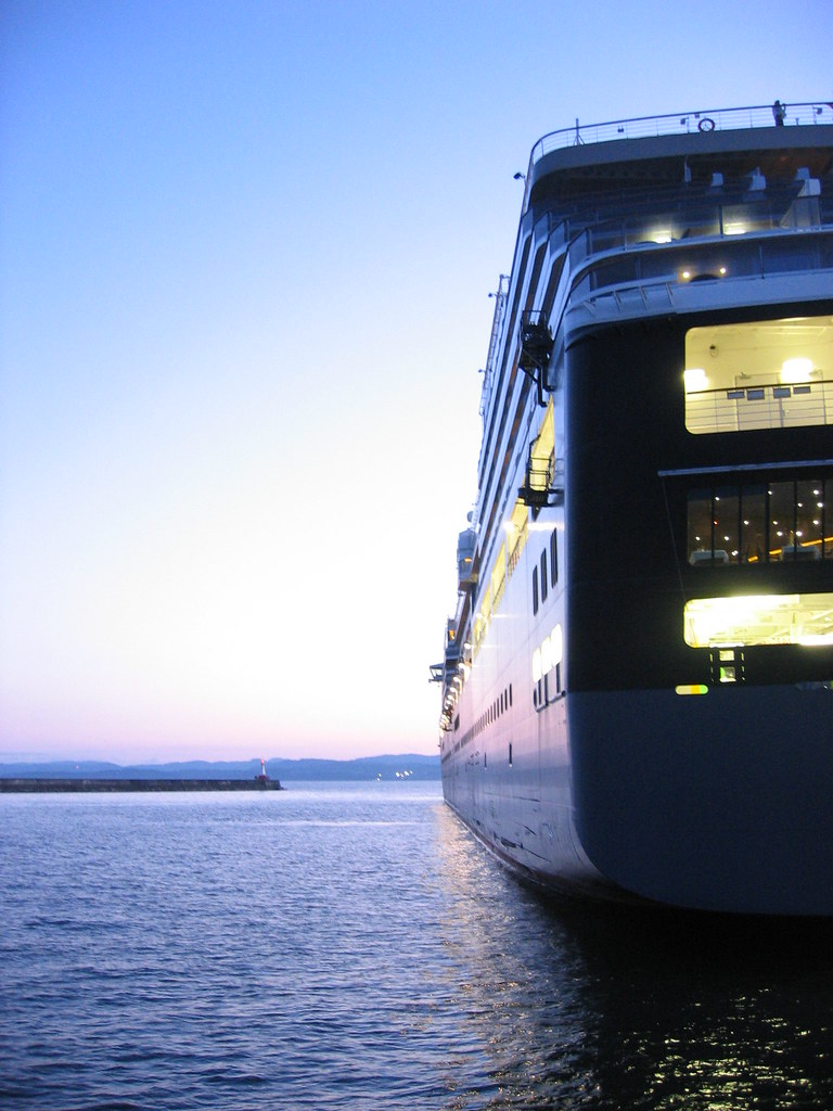 cruise ship The back of a cruise ship docked in Victoria