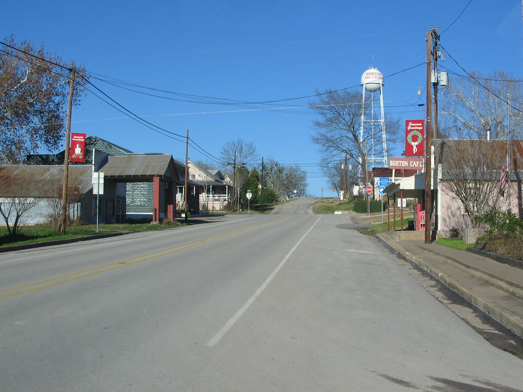 Burton, TX This may have been Main St. Note the Burton Caf… Flickr