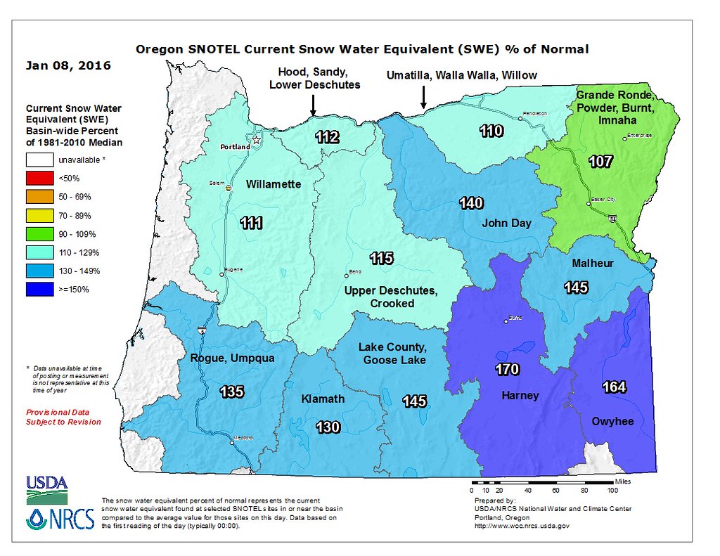 Oregon Snowpack Jan. 8, 2016 This map shows Oregon's snowp… Flickr