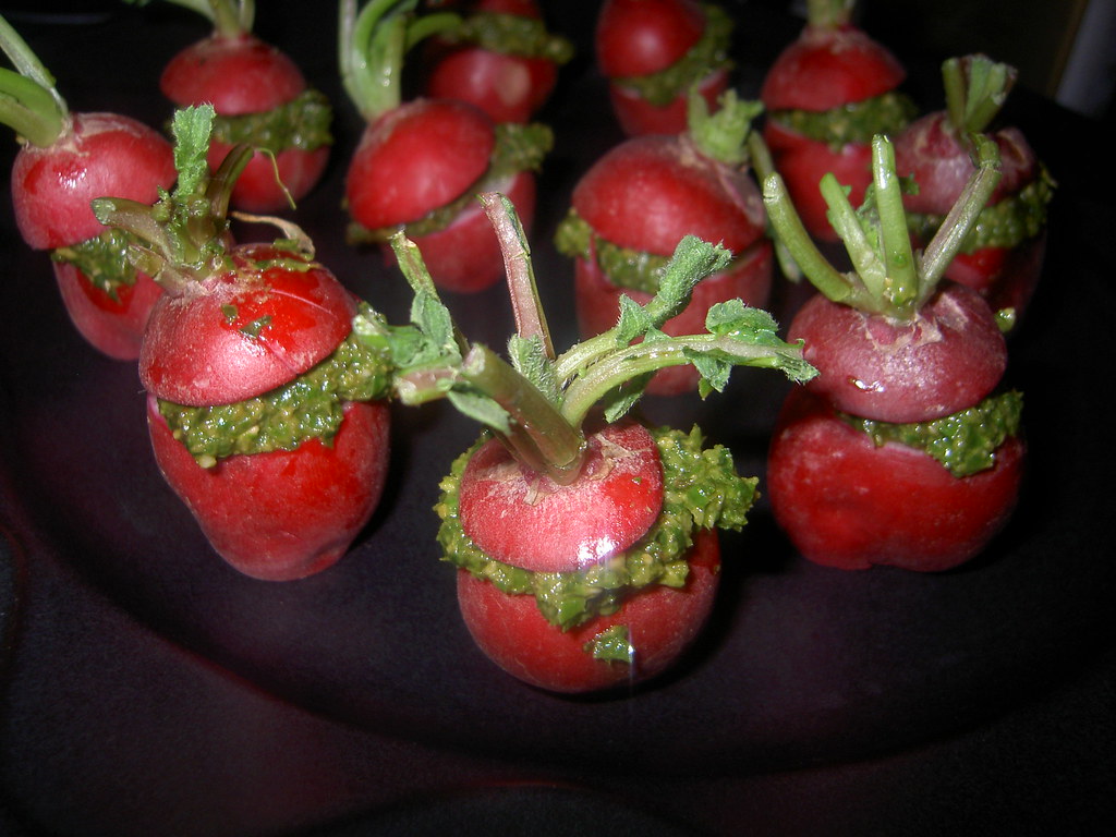 radishes with lemon basil pesto One of the snackies Flickr