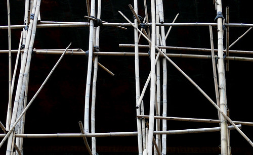 Échafaudage de bambou Vientiane, Laos Utilisé depuis la