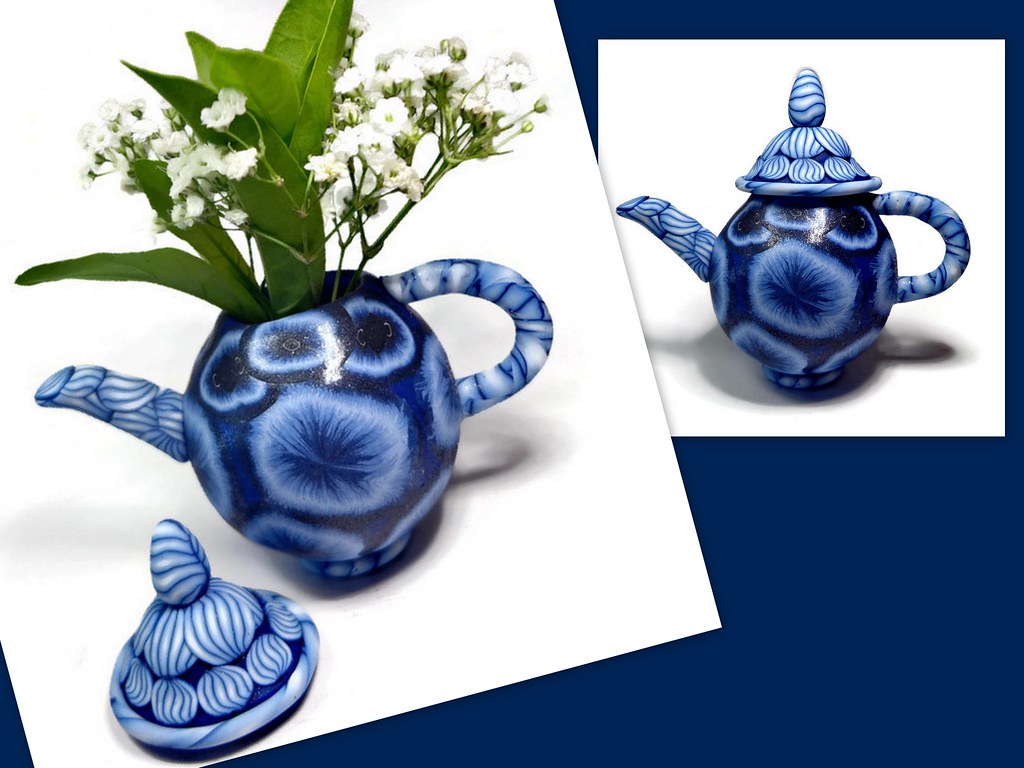 polymer clay Miniature Collectible Teapot made using a rec… Flickr