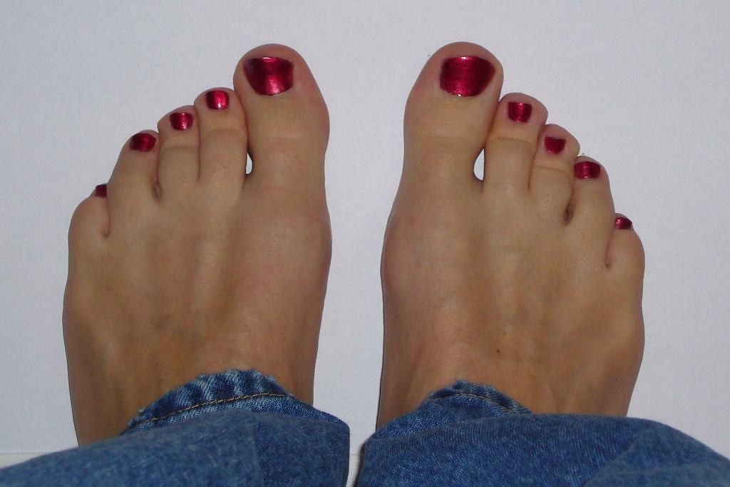 Red painted toes Red nails with blue jeans sophie Flickr
