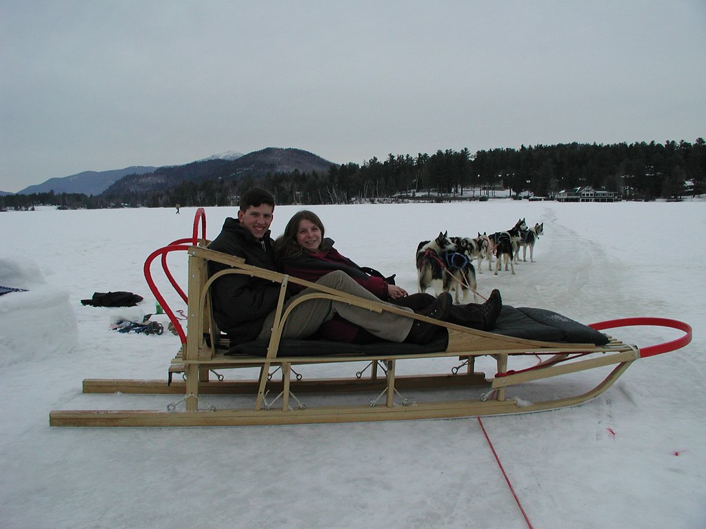 MUSH! Sarah & Tony dog sledding at Lake Placid, NY. smeat32 Flickr