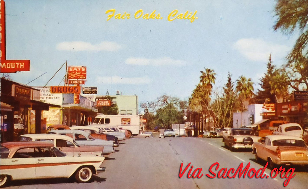 Fair Oaks, CA Street Scene Back of circa 1960s postcard