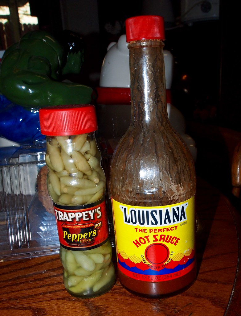 These two sauces pepper in vinegar and Louisiana hot sauce… Flickr