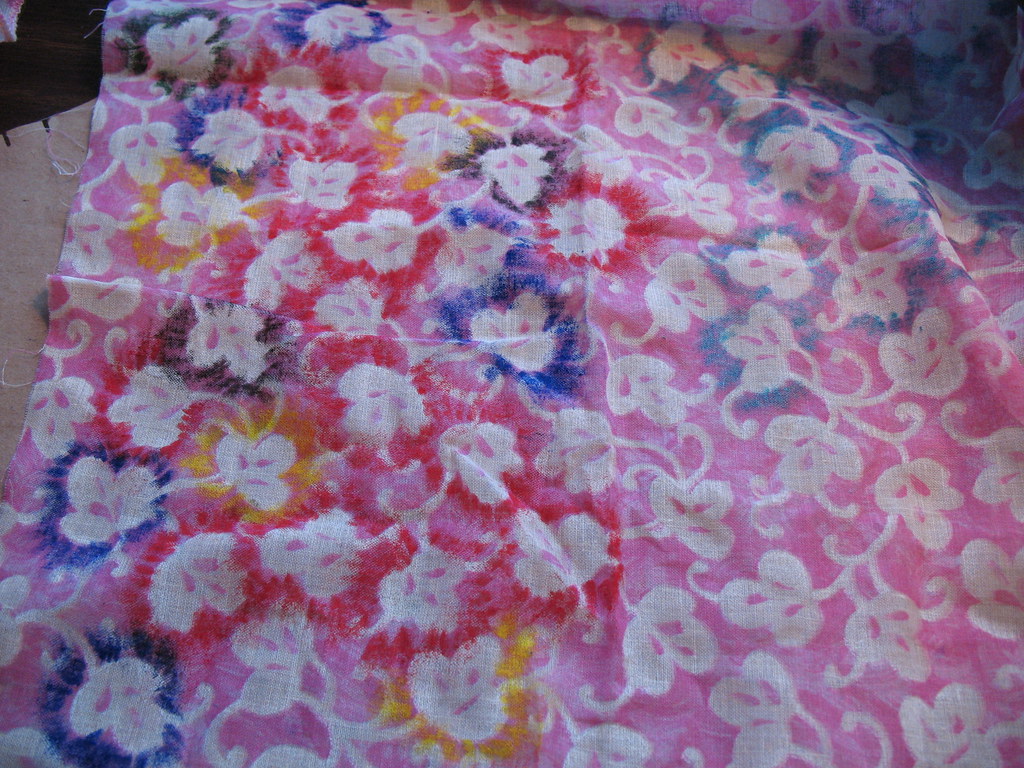 Fabric embellished with paint sticks. It looks to me like … Flickr