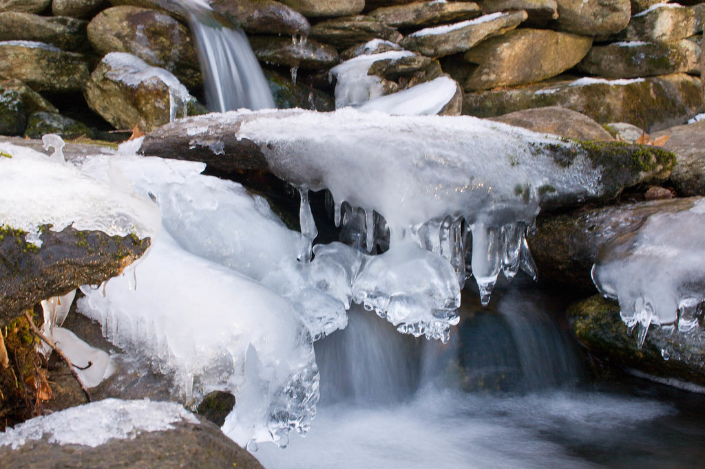 Goshen Waterfall Frozen waterfall in Goshen, NH Peter Trudelle Flickr