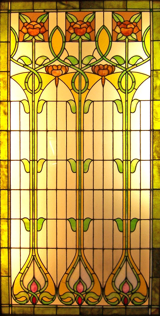 Art Nouveau Stained Glass Window Floral Stained Glass Art Nouveau stained glass window from&hellip; Flickr