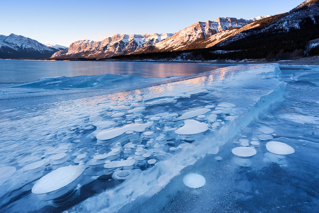 Rise Abraham Lake, Canadian Rockies Bubbles rise Ice ris… Flickr