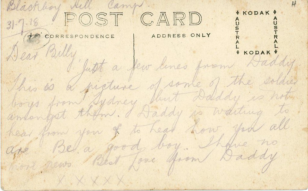 Eastern Staters at Blackboy 30 July 1918 reverse Flickr