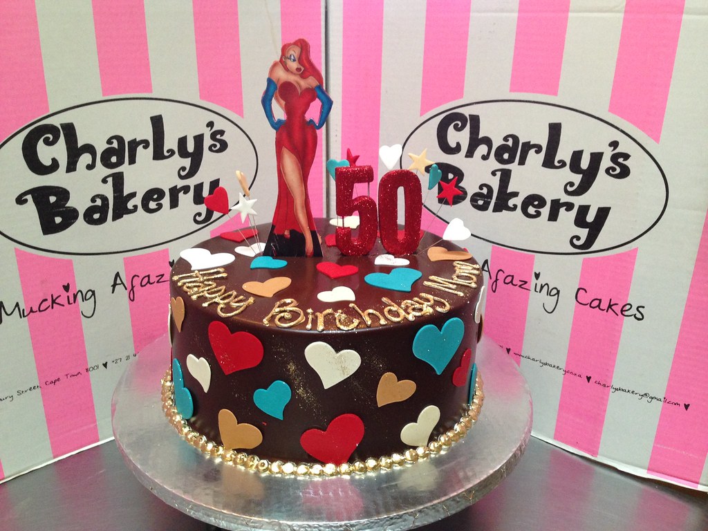 Jessica Rabbit themed 50th birthday cake with glittered nu… Flickr