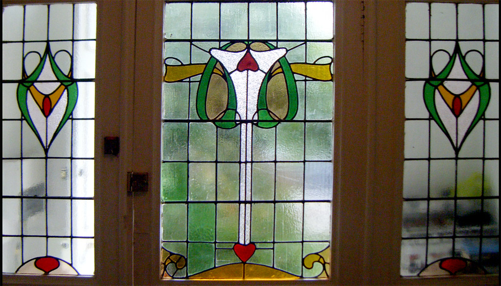 Art nouveau Glasgow style stained glass door window 2 Flickr