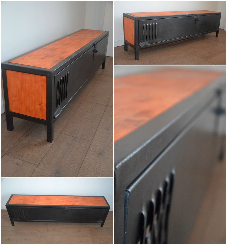 Industrial Wood & Metal TV Stand / Meuble TV Bois Et … Flickr