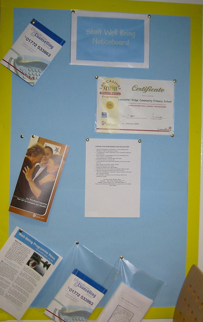 Staff wellbeing notice board I believe staff room display… Flickr