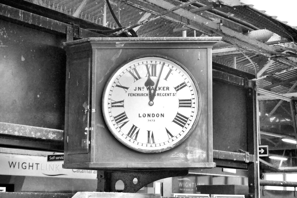PMH Clock Station clock at Portsmouth Harbour. A curious s… Flickr