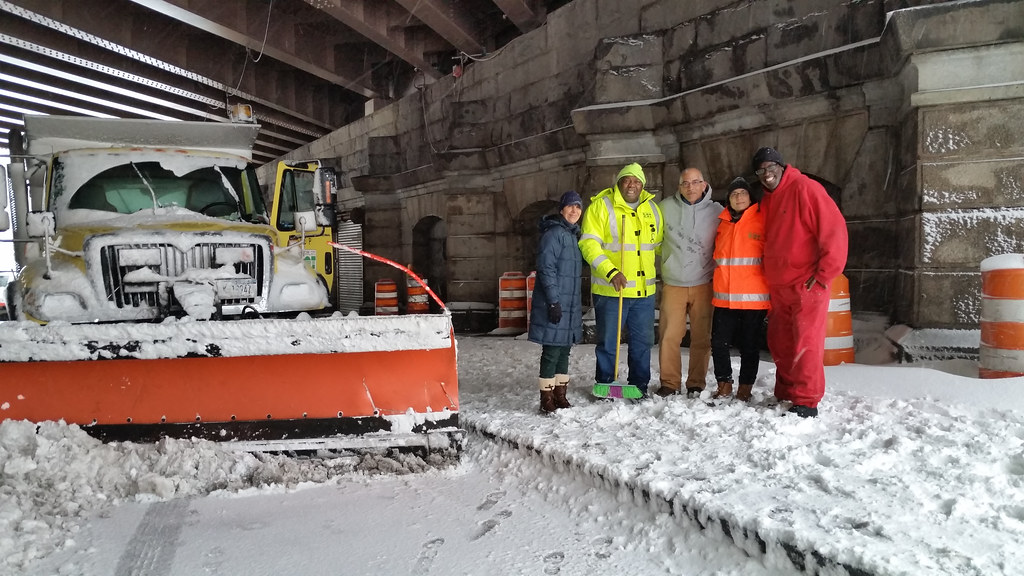 Snow Removal Crew under Manhattan Bridge New York City Department of