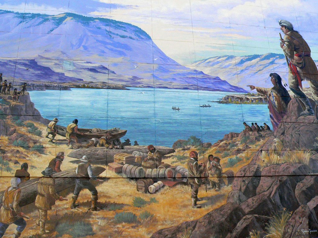 Oregon Trail Mural Lewis and Clark at Rock Fort by Robert Thomas in The