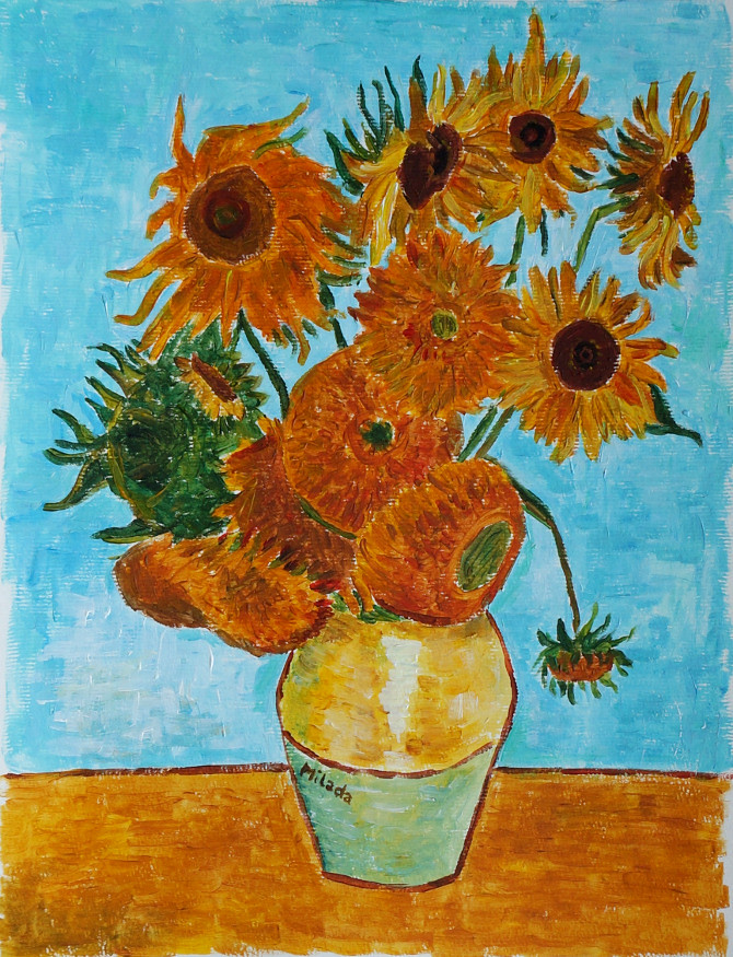 Vase with Twelve Sunflowers my attempt to copy Vincent van… Flickr