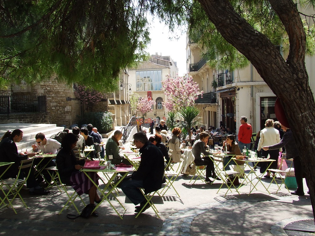 Place St Anne, Montpellier View of cafes and restaurant in… Flickr