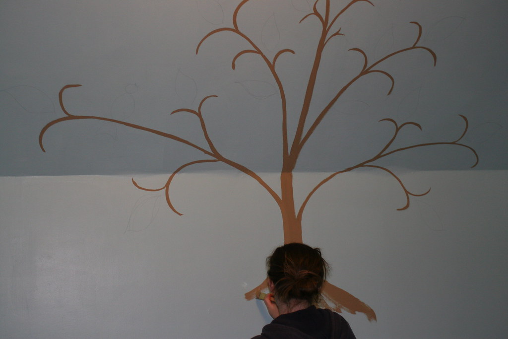 Painting the tree for the baby boy's room. Cory Flickr
