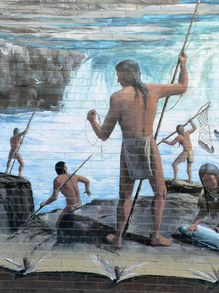 Oregon Trail Mural Celilo Wyam Great FAlls on the Columbia by Robert Thomas in The Dalles Oregon