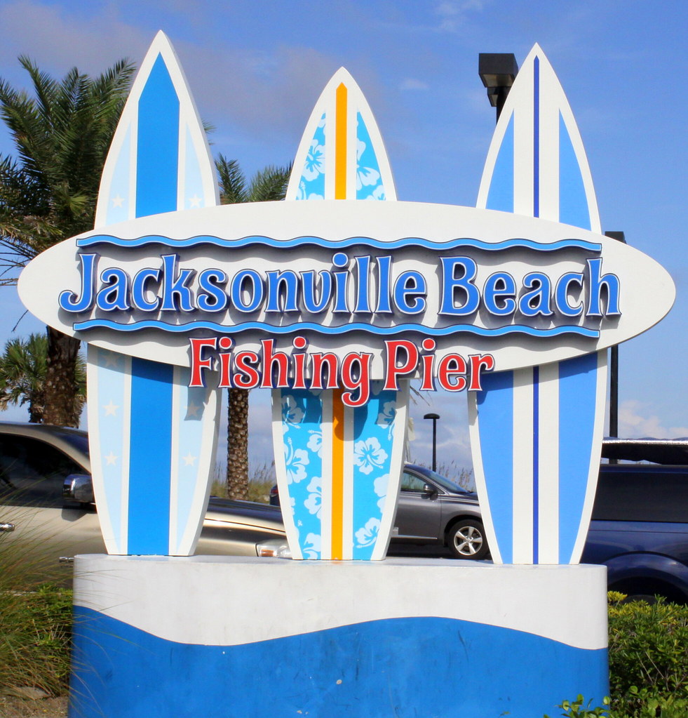 Jacksonville Beach Fishing Pier sign Seen in Florida Brent Moore