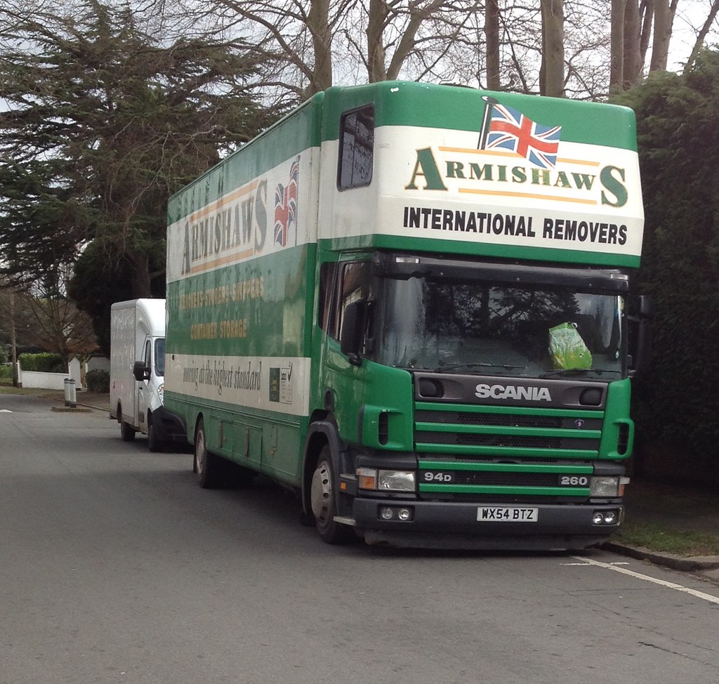 Armishaws Int. Removers Scania 94D Pantechnicon ; WX54BTZ . Bowes Rd