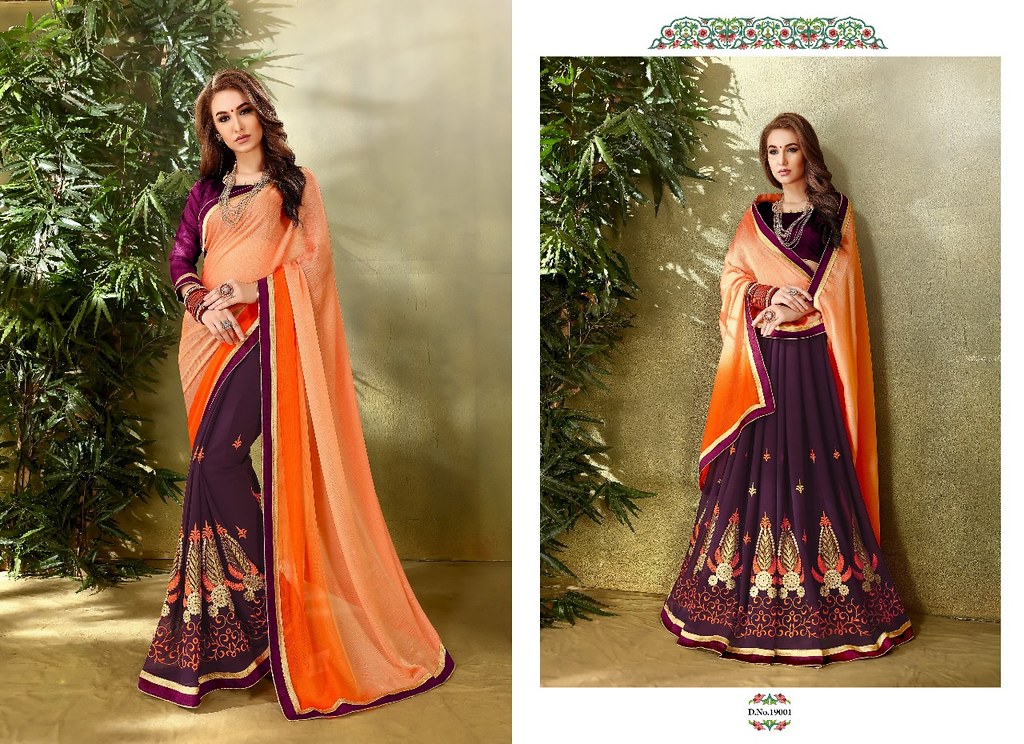 Price Rs.545/ Akansha Designer Embroidered Saree Collection Set To
