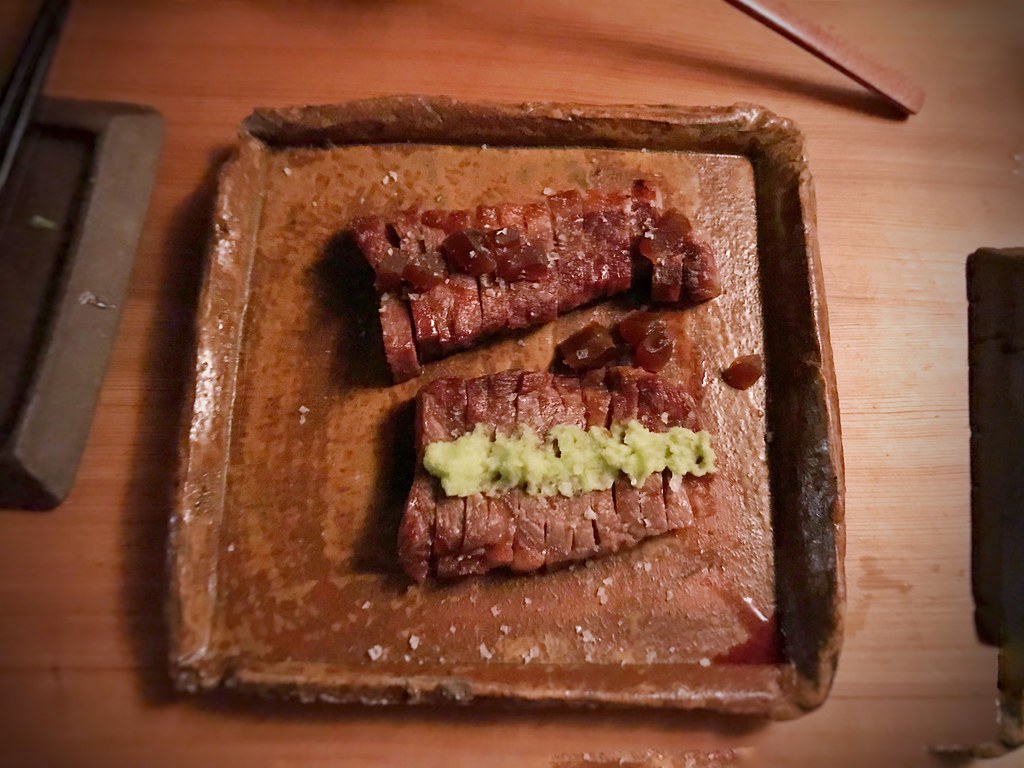 Grilled California Holstein beef strip, fresh wasabi, nara… Flickr